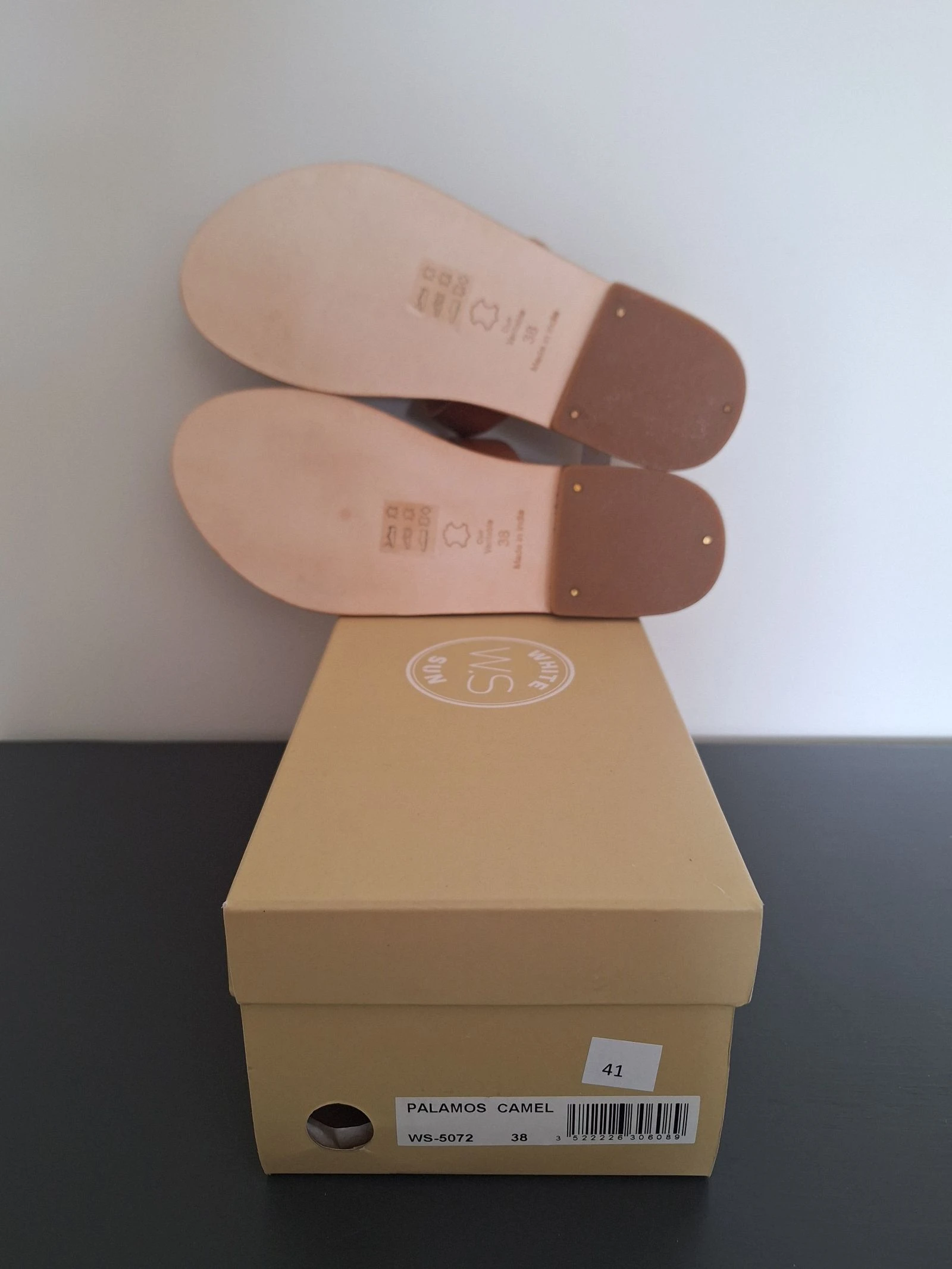 Novas sandálias/chinelas de couro marrom White Sun tamanho 38 – photo 7